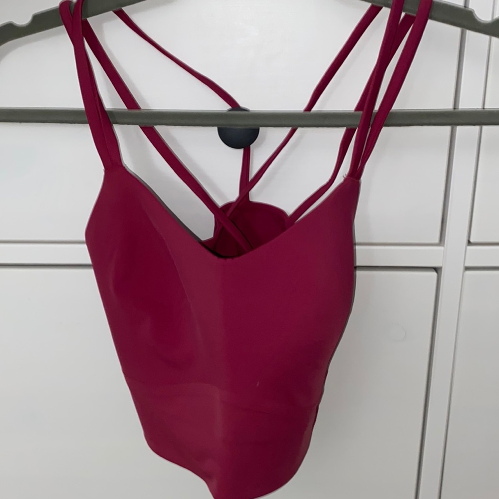 NEVER WORN Lululemon longline like a cloud bra in pomegranate